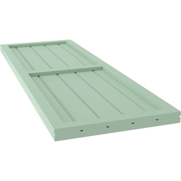 Ekena Millwork Americraft 5-Board Exterior Wood 2 Equal Panel Framed Board-n-Batten Shutters, ARW101BF518X73SGH, PR - ARW101BF518X73SGH