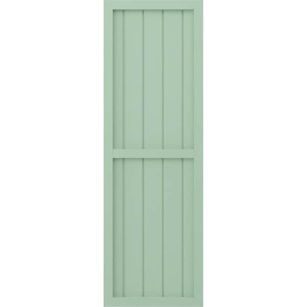 Ekena Millwork Americraft 5-Board Exterior Wood 2 Equal Panel Framed Board-n-Batten Shutters, ARW101BF518X73SGH, PR - ARW101BF518X73SGH