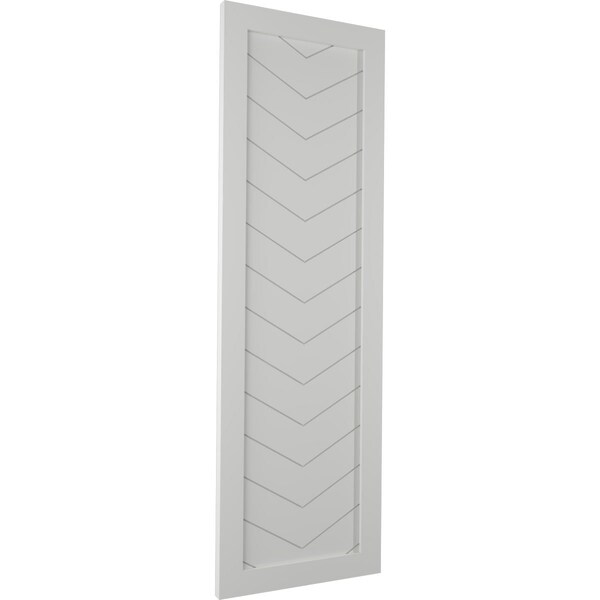Ekena Millwork True Fit PVC Single Panel Chevron Modern Style Fixed Mount Shutters, Hailstorm Gray, 12W x 28H, PR - TFP001CV12X028ST