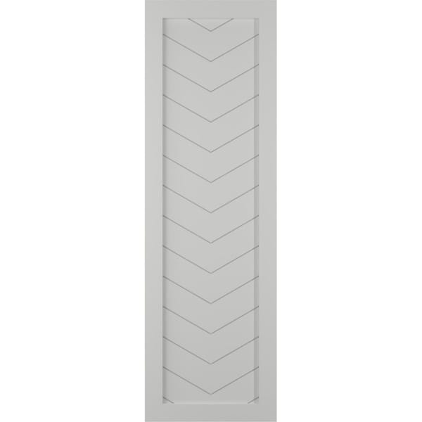 Ekena Millwork True Fit PVC Single Panel Chevron Modern Style Fixed Mount Shutters, Hailstorm Gray, 12W x 28H, PR - TFP001CV12X028ST