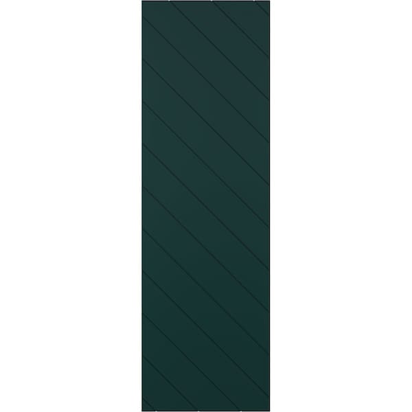 Ekena Millwork 15W x 28H True Fit PVC Diagonal Slat Modern Style Fixed Mount Shutters, Thermal Green, PR - TFP001DG15X028FG
