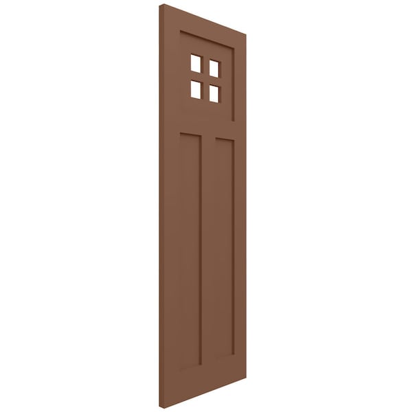 Ekena Millwork True Fit PVC San Antonio Mission Style Fixed Mount Shutters, Burnt Toffee, 15W x 80H, PR - TFP001ST15X080BT