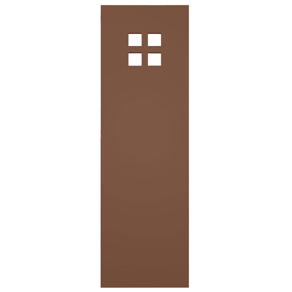 Ekena Millwork True Fit PVC San Antonio Mission Style Fixed Mount Shutters, Burnt Toffee, 15W x 80H, PR - TFP001ST15X080BT