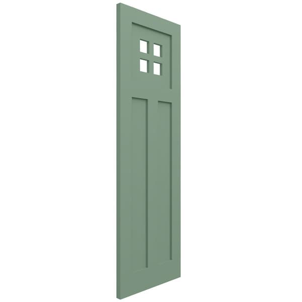 Ekena Millwork True Fit PVC San Antonio Mission Style Fixed Mount Shutters, Track Green, 12W x 50H, PR - TFP001ST12X050TG