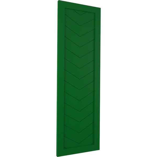 Ekena Millwork True Fit PVC Single Panel Chevron Modern Style Fixed Mount Shutters, Viridian Green, 12W x 63H, PR - TFP001CV12X063HG