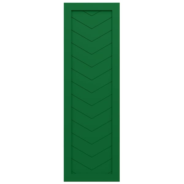 Ekena Millwork True Fit PVC Single Panel Chevron Modern Style Fixed Mount Shutters, Viridian Green, 12W x 63H, PR - TFP001CV12X063HG