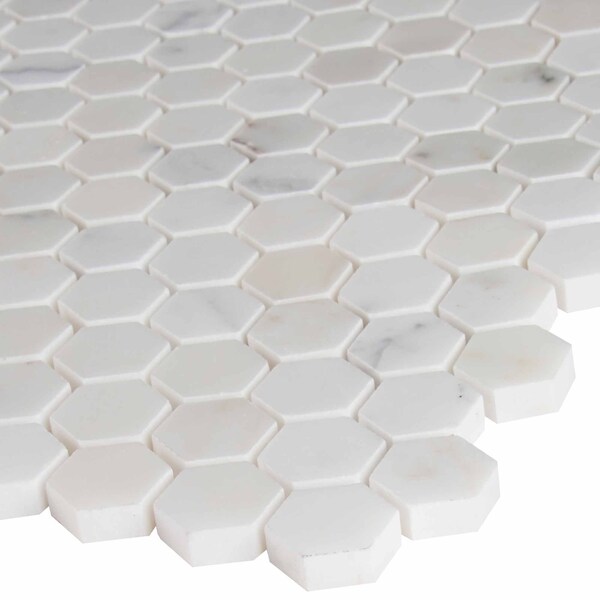 Msi Calacatta Gold Hexagon 12 In. X 12 In. Polished Marble Mesh-Mounted Mosaic Tile, 10PK - ZOR-MD-0171