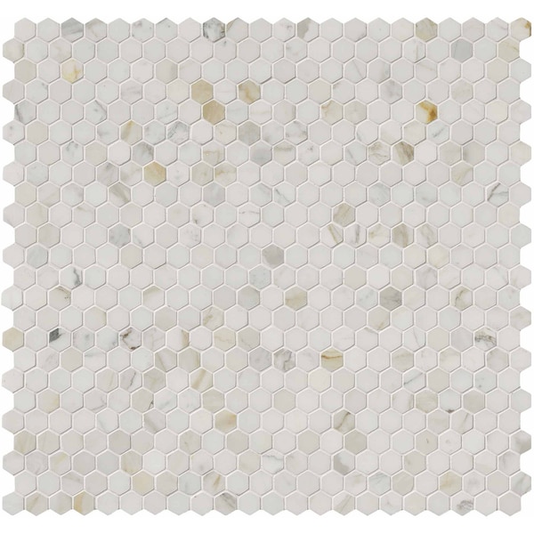 Msi Calacatta Gold Hexagon 12 In. X 12 In. Polished Marble Mesh-Mounted Mosaic Tile, 10PK - ZOR-MD-0171