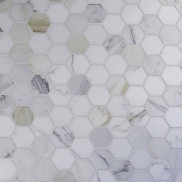 Msi Calacatta Gold Hexagon 12 In. X 12 In. X 10 Mm Polished Marble Mesh-Mounted Mosaic Tile, 10PK - ZOR-MD-0446
