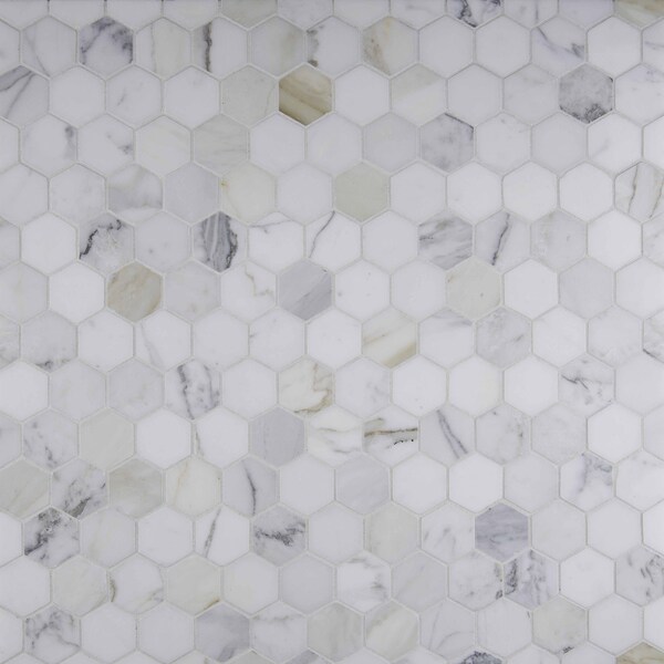 Msi Calacatta Gold Hexagon 12 In. X 12 In. X 10 Mm Polished Marble Mesh-Mounted Mosaic Tile, 10PK - ZOR-MD-0446