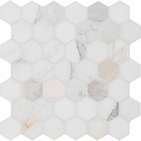 Msi Calacatta Gold Hexagon 12 In. X 12 In. X 10 Mm Polished Marble Mesh-Mounted Mosaic Tile, 10PK - ZOR-MD-0446