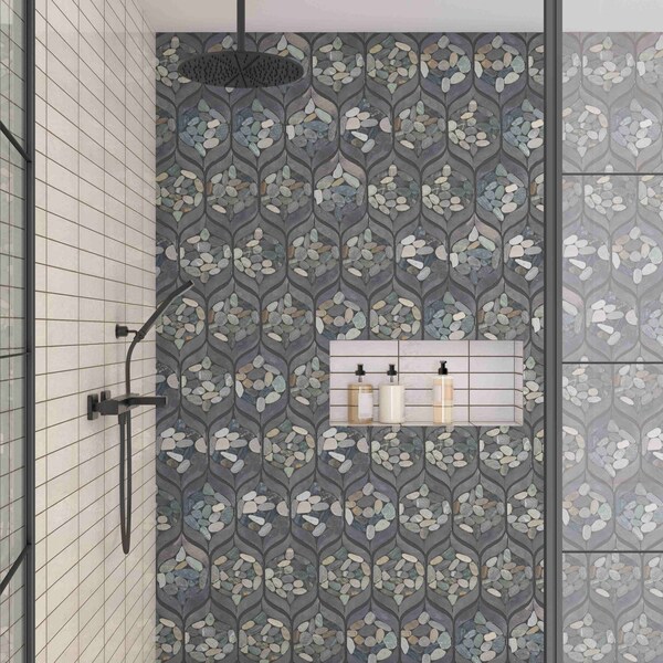 Daltile Pebble Oasis Natural Stone Petal Pebble Mosaic 15in x 11in in Tumbled Coastal, 11PK - PB30PETLPBLMSTM