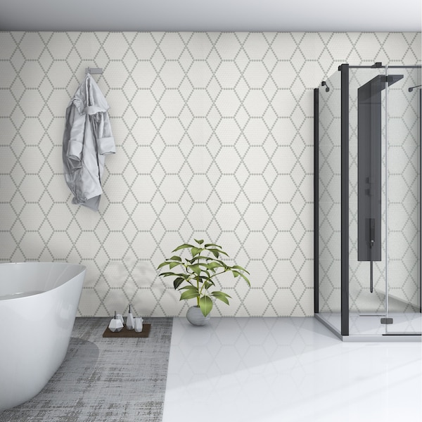Msi White And Gray Hive Pattern 11.73 x 11.85 Matte Porcelain Floor And Wall tile, 15PK - ZOR-MD-0579