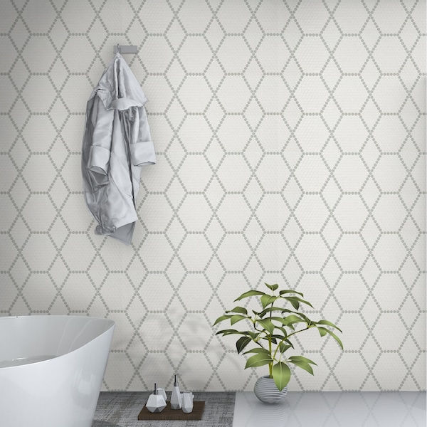 Msi White And Gray Hive Pattern 11.73 x 11.85 Matte Porcelain Floor And Wall tile, 15PK - ZOR-MD-0579