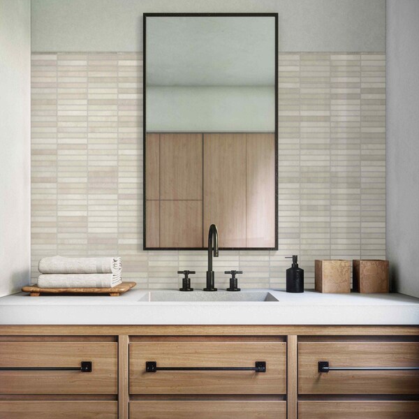Daltile Miramo 1'' x 6'' Ceramic Straight Joint Wall Mosaic, 10PK - MR44STJ16MBMSGL