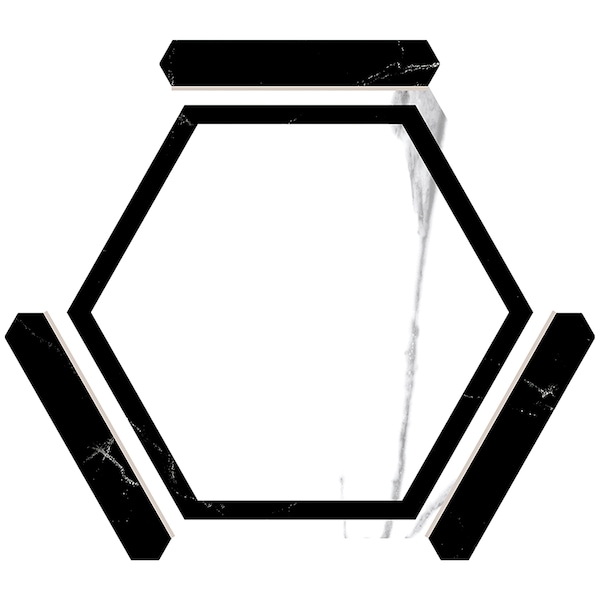 Apollo Tile Aureole 8.66 in. x 9.84 in. Matte White and Black Porcelain Hexagon Wall and Floor Tile (8.07 sq ft/case) - 18 Sheets - APLENC88DAYA