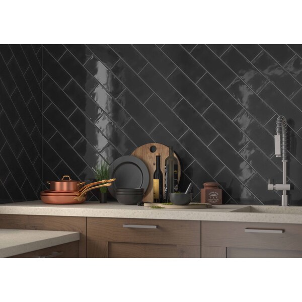 Msi Urbano Ink Bullnose 4 In. X 12 In. Glossy Ceramic Wall Tile, 12PK - ZOR-PT-TR-0182