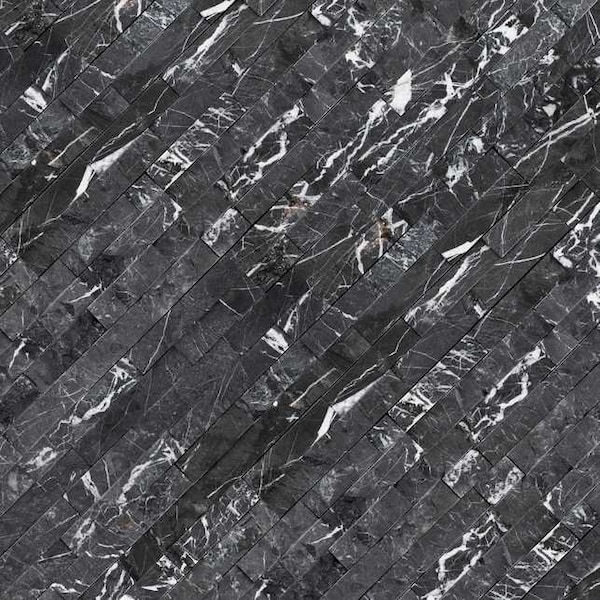 Msi Marquina Nero Splitface Ledger Panel "6 X 24" Marble Wall Tile, 6PK - ZOR-PNL-0040