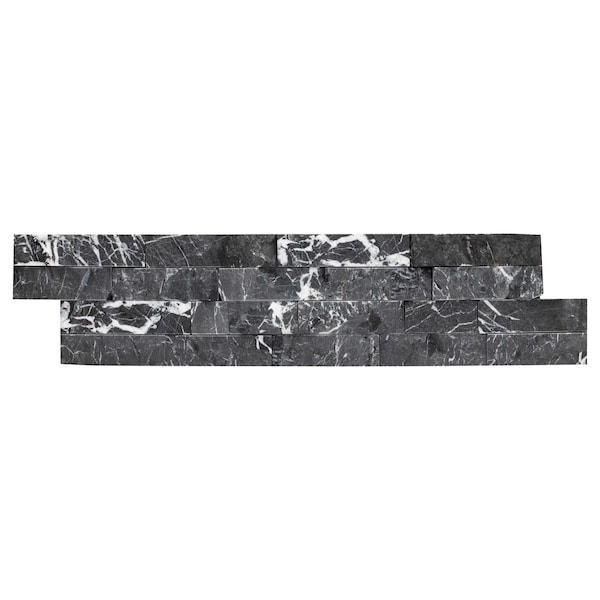 Msi Marquina Nero Splitface Ledger Panel "6 X 24" Marble Wall Tile, 6PK - ZOR-PNL-0040