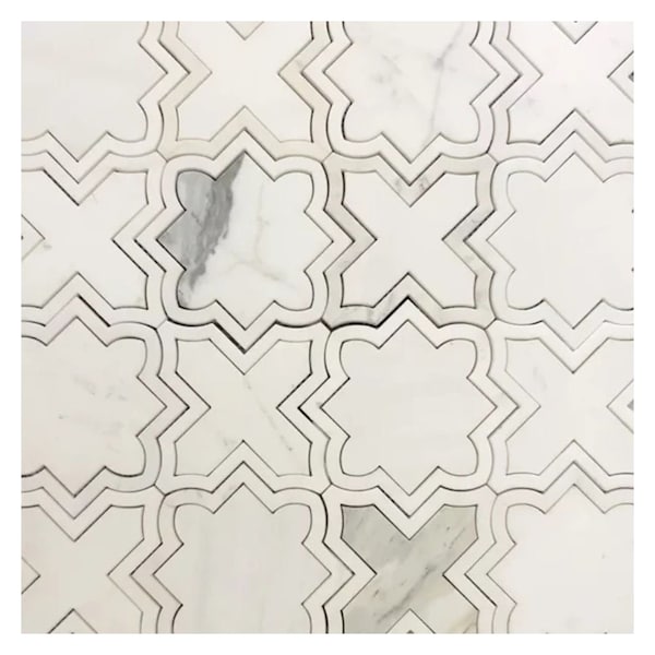 Apollo Tile 10x10 in. Honed Warm White Marble Mosaic Star and Cross Wall and Floor Tile 3.54 sq ft/case, 5PK - APLSHP886A