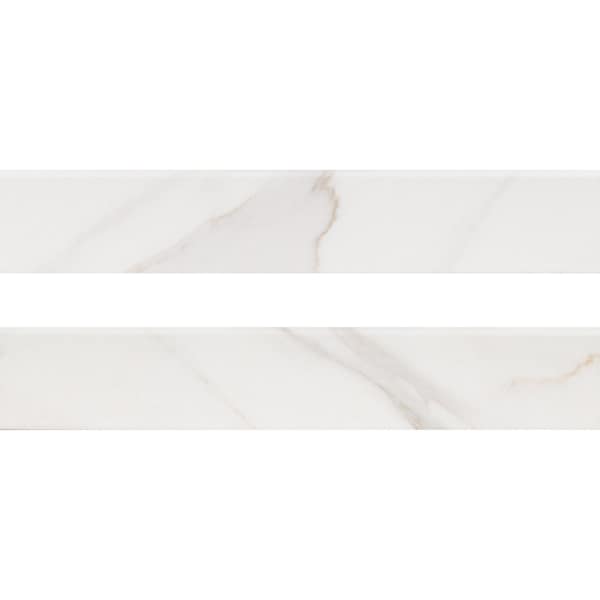 Msi Adella Calacatta Bullnose 3 in. x 18 in. Glazed Porcelain Wall Tile, 30PK - ZOR-PT-TR-0232