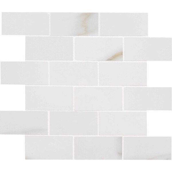 Msi Aria Bianco 2 In. X 4 In. Polished Porcelain Mesh-Mounted Mosaic Tile, 8PK - ZOR-PT-0385