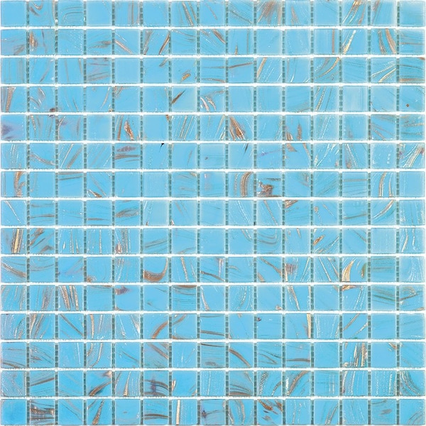Apollo Tile Celestial 12 in. x 12 in. Glossy Maya Blue Glass Mosaic Wall and Floor Tile 20 sq. ft./case, 20PK - APLST88BL529A