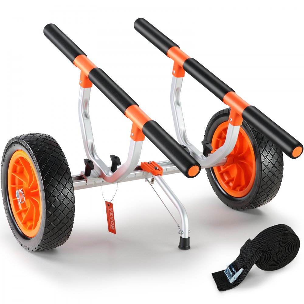 VEVOR Heavy Duty Kayak Cart, 450lbs Load Capacity, Detachable Canoe Trolley Cart with 12'' Solid Tires, Adjustable Width & Nonslip Support Foot, for Kayaks Canoes Paddleboards Float Mats Jon Boats - S450LBS12INCHFZNLV0