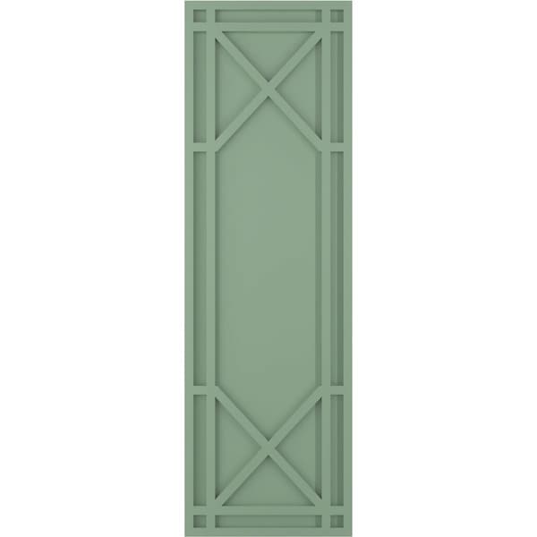 Ekena Millwork True Fit PVC Bungalow Fixed Mount Shutters, Track Green, 15W x 36H, PR - TFP001BG15X036TG