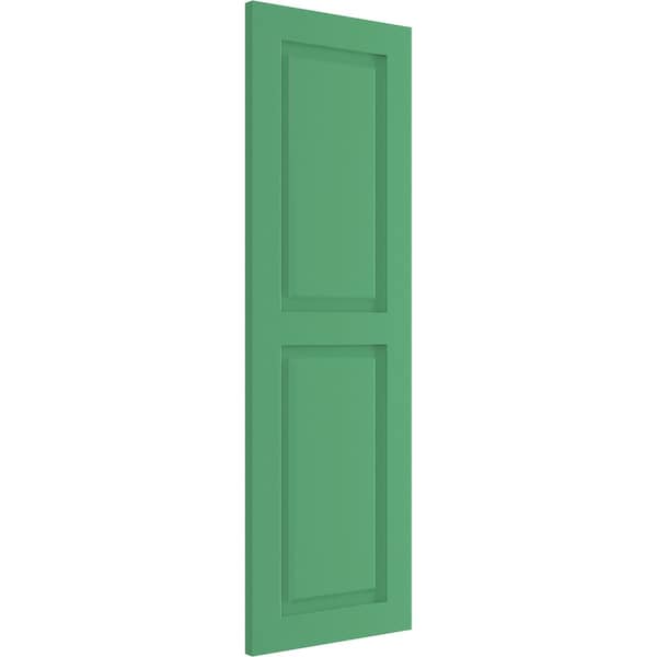 Ekena Millwork True Fit PVC, Two Equal Raised Panel Shutters, Lilly Pads, 12W x 49H, PR - TFP101RPF12X049LP
