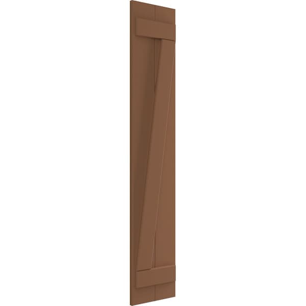 Ekena Millwork True Fit PVC, Two Board Joined Board-n-Batten Shutters w/Z-Bar, Burnt Toffee , 10 3/4W x 80H, PR - TFP102BBF11X080BT