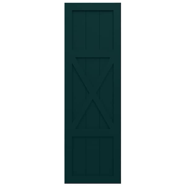 Ekena Millwork True Fit PVC Center X-Board Farmhouse Fixed Mount Shutters, Thermal Green , 15W x 34H, PR - TFP107FH15X034FG