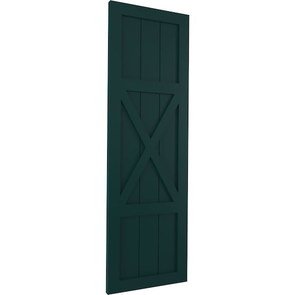 Ekena Millwork True Fit PVC Center X-Board Farmhouse Fixed Mount Shutters, Thermal Green , 15W x 34H, PR - TFP107FH15X034FG