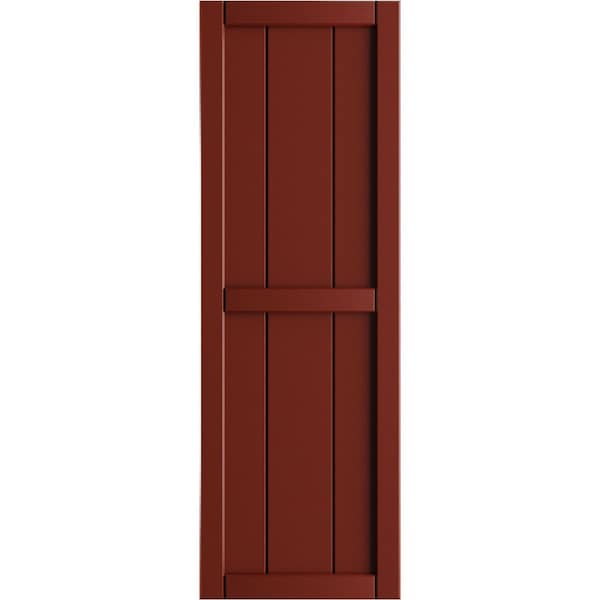 Ekena Millwork True Fit PVC, Four Board Framed Board-n-Batten Shutters, Pepper Red, 21 1/2W x 87H, PR - TFP101BF21X087MR