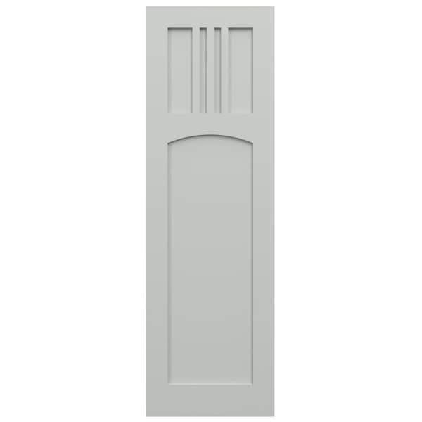 Ekena Millwork True Fit PVC San Miguel Mission Style Fixed Mount Shutters, Hailstorm Gray, 15W x 37H, PR - TFP001SM15X037ST