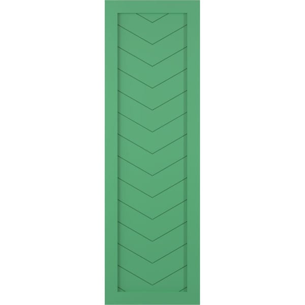Ekena Millwork True Fit PVC Single Panel Chevron Modern Style Fixed Mount Shutters, Lilly Pads, 12W x 29H, PR - TFP001CV12X029LP