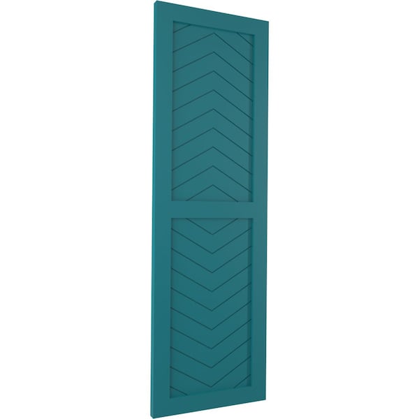 Ekena Millwork True Fit PVC Two Panel Chevron Modern Style Fixed Mount Shutters, Antigua, 18W x 76H, PR - TFP101CV18X076AN