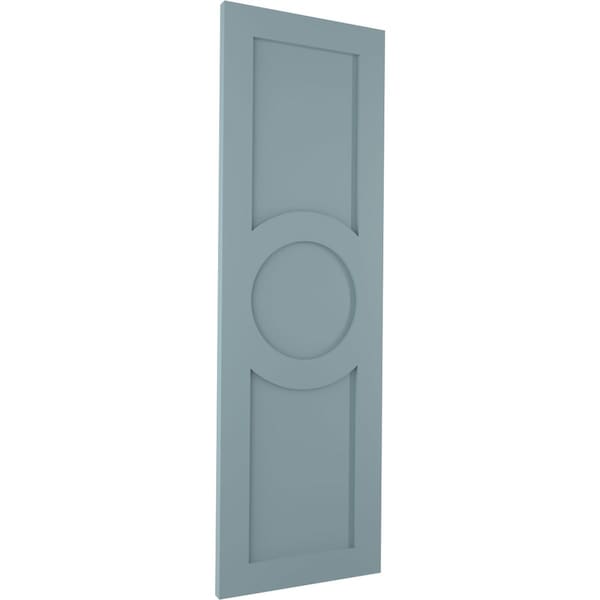 Ekena Millwork True Fit PVC Center Circle Arts & Crafts Fixed Mount Shutters, Peaceful Blue, 18W x 76H, PR - TFP001AC18X076SB