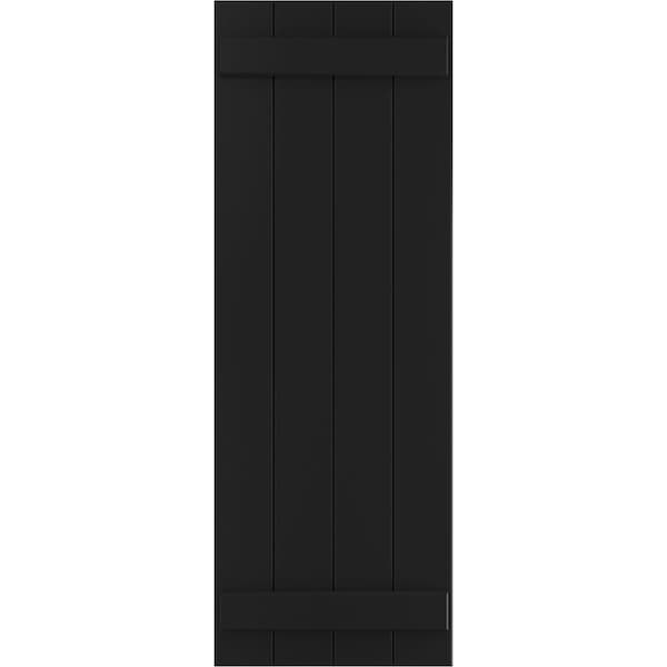 Ekena Millwork True Fit PVC Four Board Joined Board-n-Batten Shutters, Black, 21 1/2W x 45H, PR - TFP101BBF21X045BL