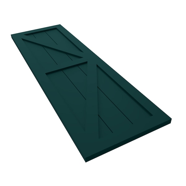 Ekena Millwork True Fit PVC Two Equal Panel Farmhouse Fixed Mount Shutters w/ Z-Bar, Thermal Green , 18W x 28H, PR - TFP102FH18X028FG