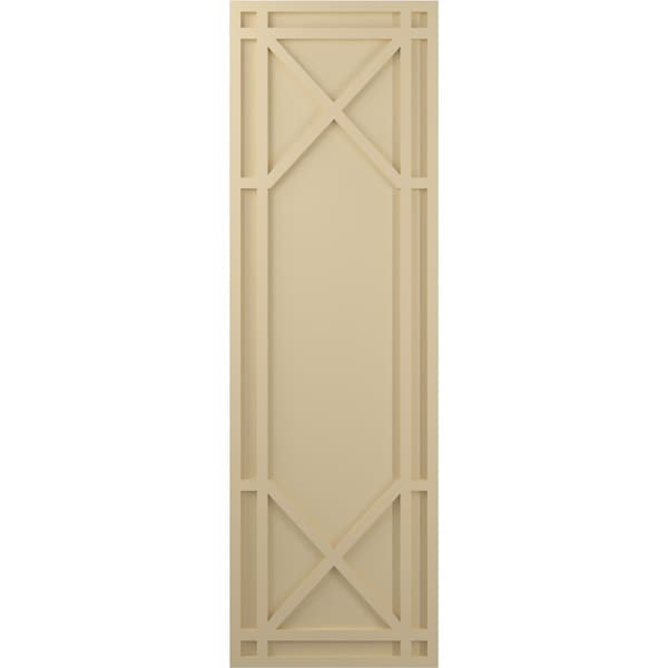 Ekena Millwork True Fit PVC Bungalow Fixed Mount Shutters, Natural Twine, 15W x 35H, PR - TFP001BG15X035NT