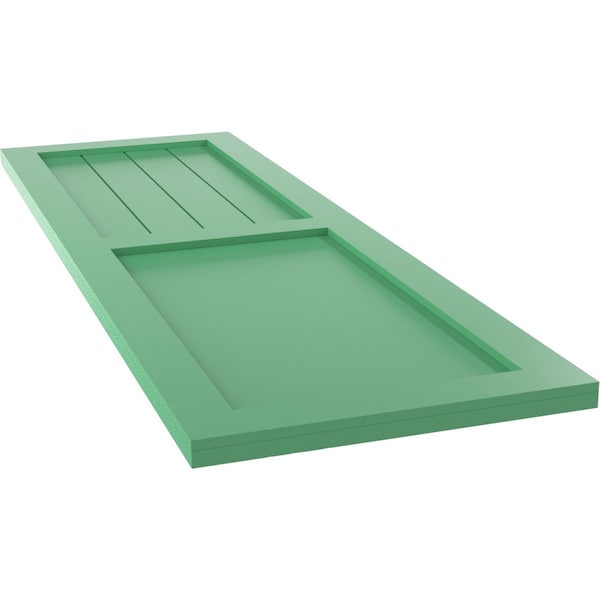 Ekena Millwork True Fit PVC Farmhouse/Flat Panel Combination Fixed Mount Shutters, Lilly Pads, 18W x 58H, PR - TFP101FC18X058LP