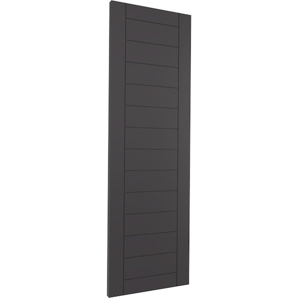 Ekena Millwork True Fit PVC Horizontal Slat Framed Modern Style Fixed Mount Shutters, Shadow Mountain, 18W x 79H, PR - TFP001HF18X079SM