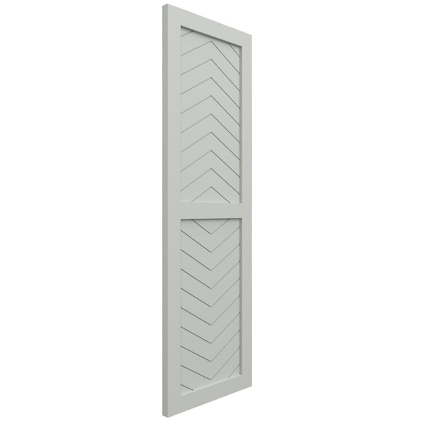 Ekena Millwork True Fit PVC Two Panel Chevron Modern Style Fixed Mount Shutters, Hailstorm Gray, 15W x 71H, PR - TFP101CV15X071ST
