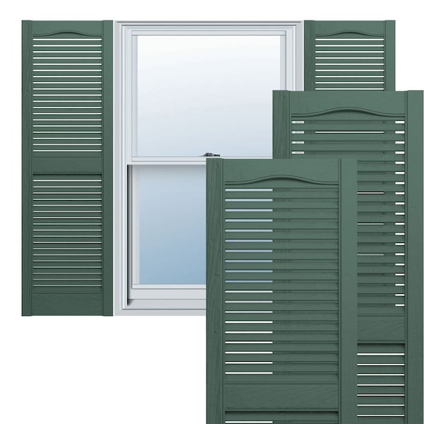 Ekena Millwork Lifetime Vinyl, TailorMade Cathedral Top Center Mullion, Open Louver, Shutter-Loks, LL1C14X05900FG, PR - LL1C14X05900FG