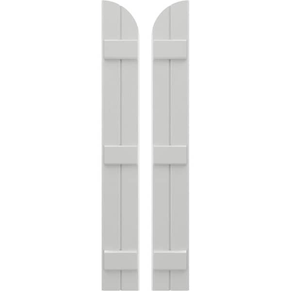 Ekena Millwork Americraft 2-Board (3 Batten) Wood Joined Board-n-Batten Shutters w/ Arch Top, ARW401BQ207X82STH, PR - ARW401BQ207X82STH