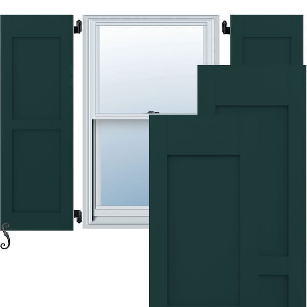 Ekena Millwork Americraft 2 Equal Flat Panel Exterior Real Wood Shutters, RW101FP15X50FGH, PR - RW101FP15X50FGH