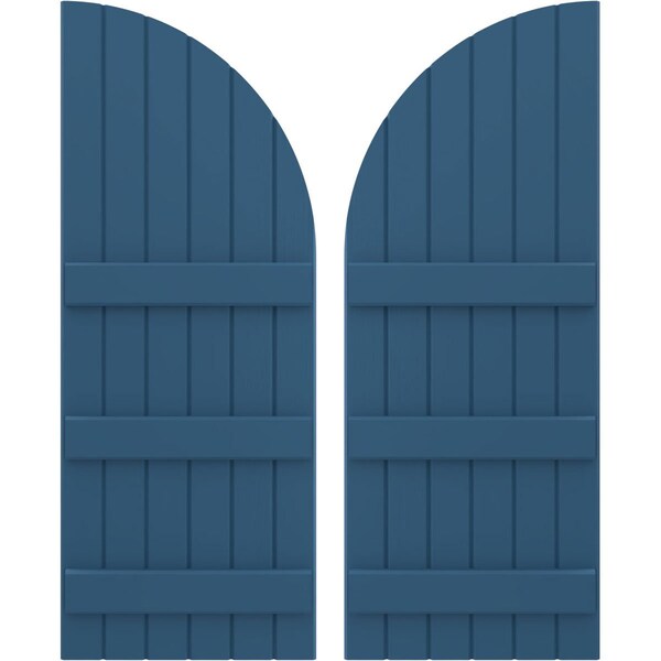Ekena Millwork Americraft 6-Board (3 Batten) Wood Joined Board-n-Batten Shutters w/ Arch Top, ARW401BQ621X78HBH, PR - ARW401BQ621X78HBH