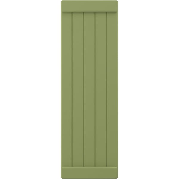 Ekena Millwork Americraft 5-Board Exterior Wood Joined Board-n-Batten Shutters w/ End Batten, ARW103BB518X82MGH, PR - ARW103BB518X82MGH