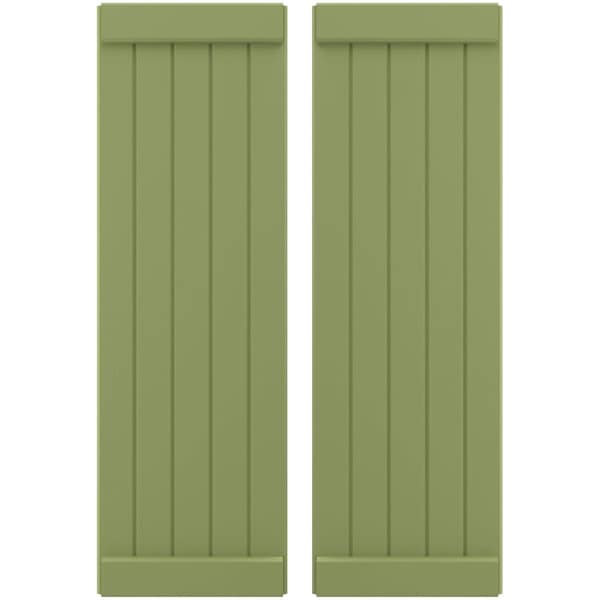 Ekena Millwork Americraft 5-Board Exterior Wood Joined Board-n-Batten Shutters w/ End Batten, ARW103BB518X82MGH, PR - ARW103BB518X82MGH